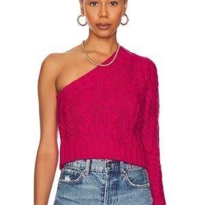 For Love & Lemons One Shoulder Pink Sweater